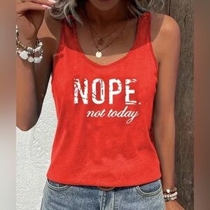 NOPE Not Today Orange Women's Tank Top XL NWOT